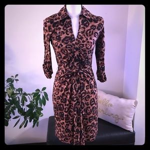 INC button dress leopard print